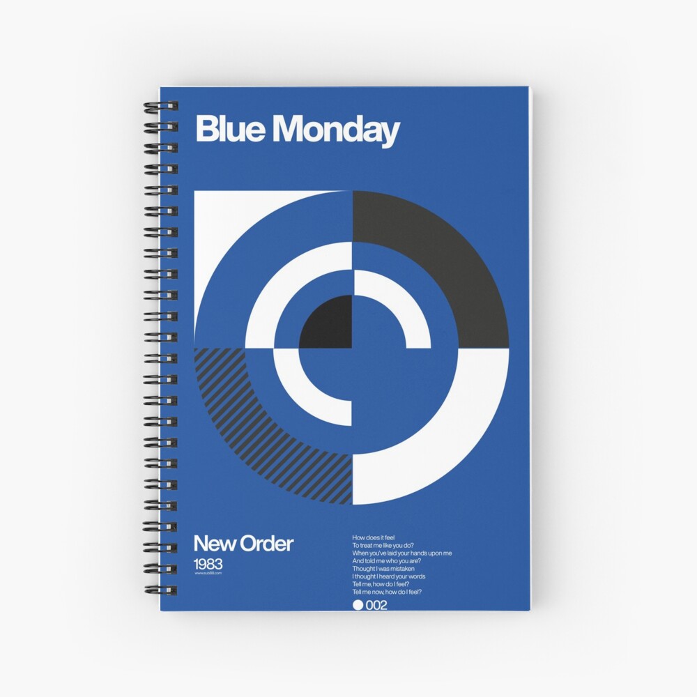 Blue Monday - New Order Typographic Poster Spiral Notebook