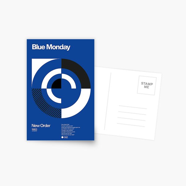 Blue Monday - New Order Typographic Poster Postcard