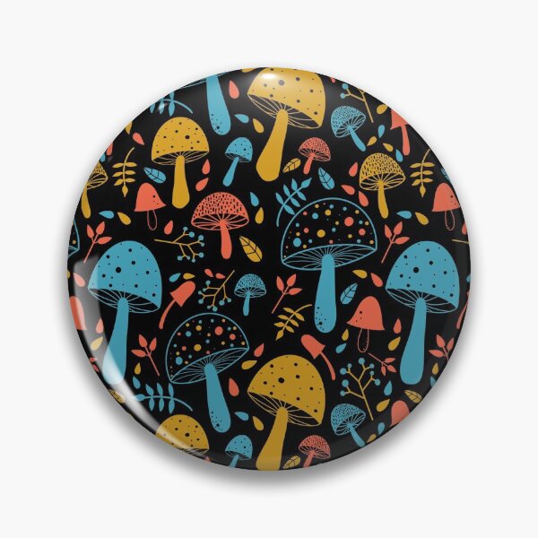 Aperçu de l'œuvre Champignons! Impression de champignons colorés | Sombre créée et vendue par Beccy Jackson.
