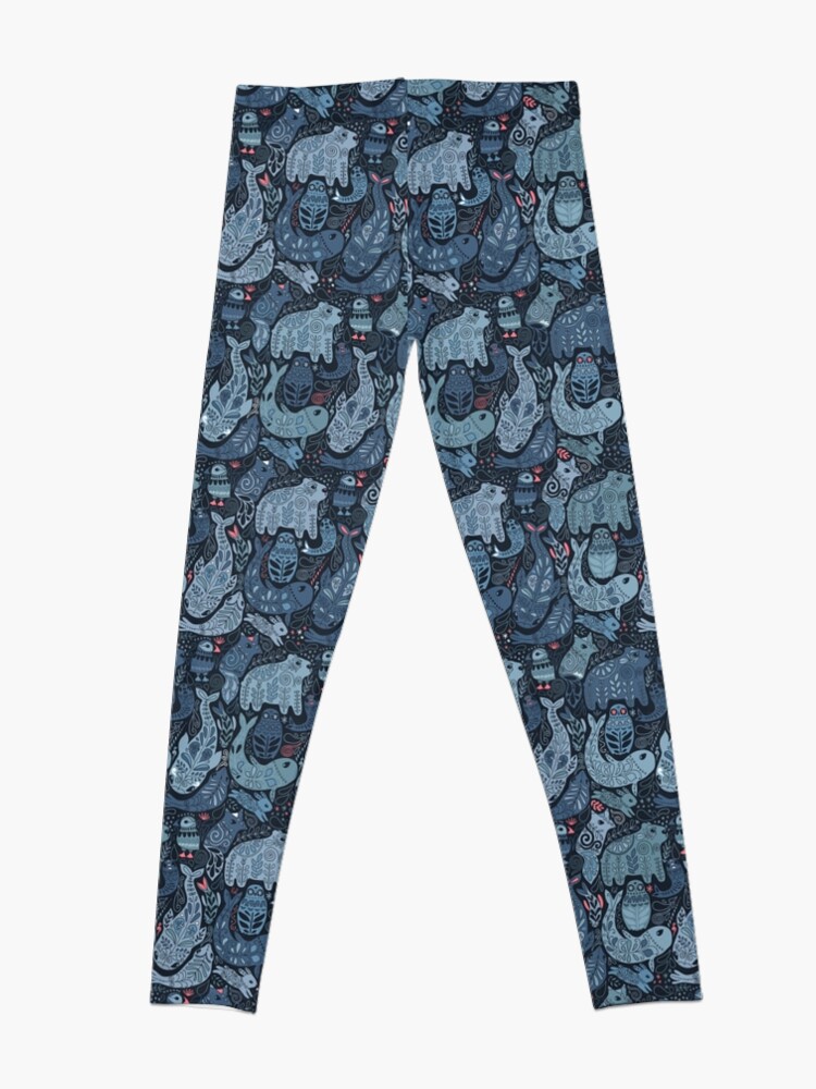 Arctic animals. Narwhal, polar bear, whale, puffin, owl, fox, bunny, seal.  Leggings for Sale by kostolom3000