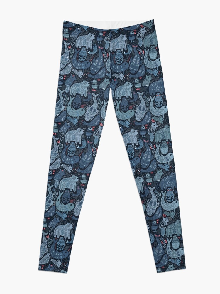 Arctic animals. Narwhal, polar bear, whale, puffin, owl, fox, bunny, seal.  Leggings for Sale by kostolom3000