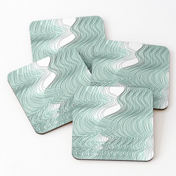 Item preview, Multiplied Parallel Waves Lines in Light Pastel Blue Green No.: 02 designed and sold by Istvan Ocztos.