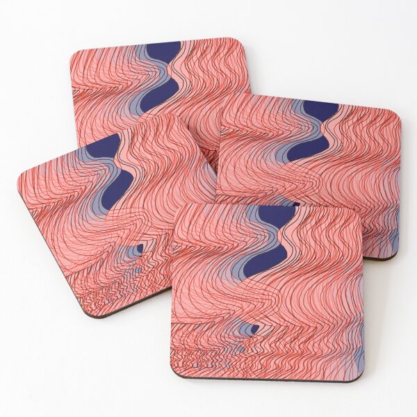 Item preview, Multiplied Parallel Waves Lines in Red No.: 02 on Deep Blue Board designed and sold by Istvan Ocztos.