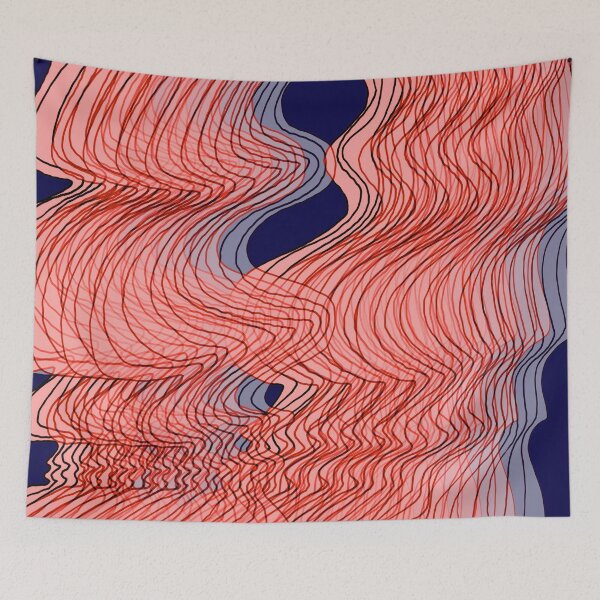 Item preview, Multiplied Parallel Waves Lines in Red No.: 02 on Deep Blue Board designed and sold by Istvan Ocztos.