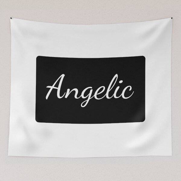 Item preview, Angelic Text Typography Landscape Black Rectangle designed and sold by leomooncreates.