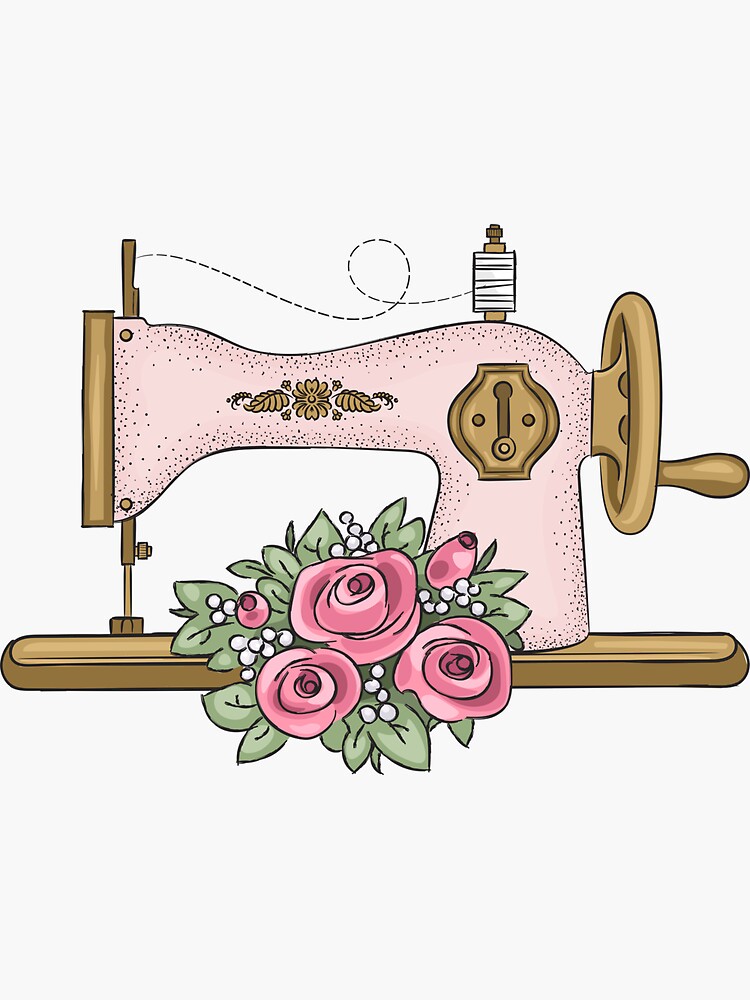 Pink Sewing Machine Art Print by YumeeCraft