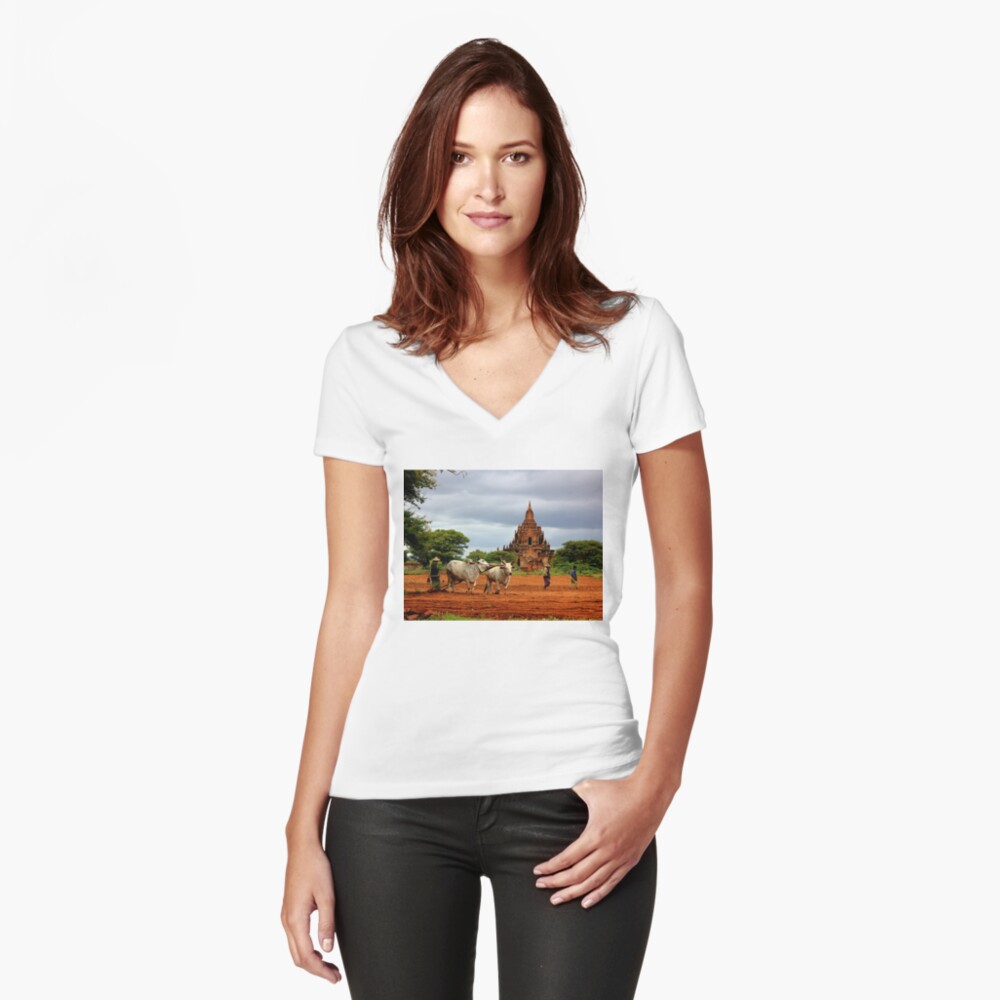 Item preview, Fitted V-Neck T-Shirt designed and sold by remote-travel.