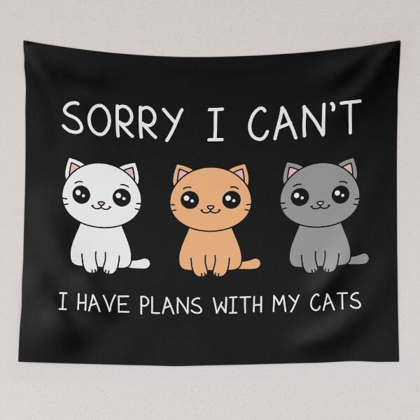 Item preview, Sorry I Can't I Have Plans With My Cats. Kawaii Cats With Text designed and sold by TashaVector.