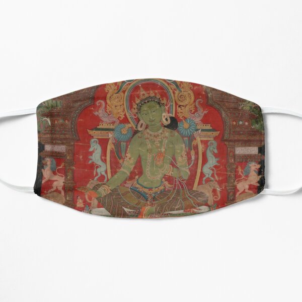 Green Tara (Khadiravani) is usually associated with protection from fear and the eight obscurations: pride, ignorance, hatred and anger,  jealousy, bandits and thieves and so on.  Flat Mask