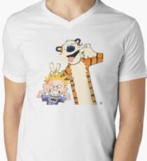 Calvin und Hobbys T-Shirt mit V-Ausschnitt für Männer