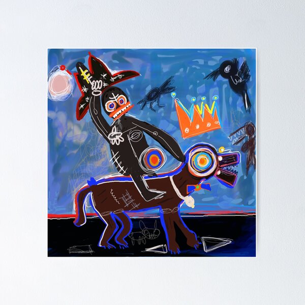 Item preview, Man On a Dog abstract painting  designed and sold by KARTICK DUTTA.
