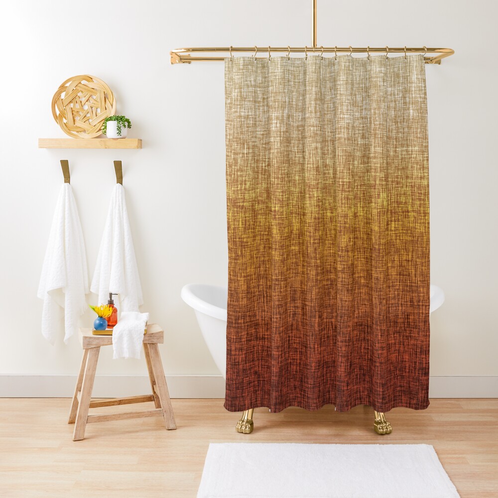 "Ombre Burnt Orange Yellow Tan Crosshatch Pattern" Shower Curtain for