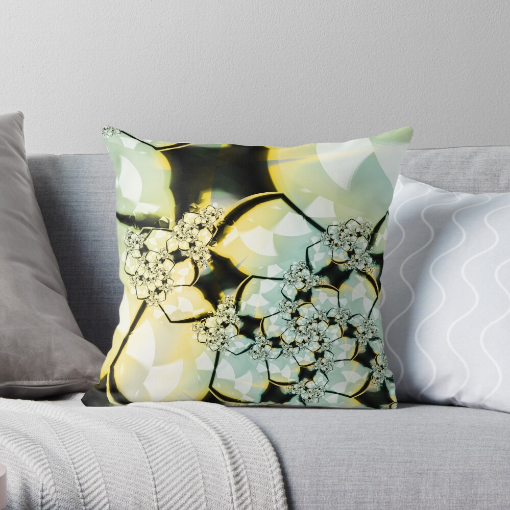 Yellow Green Flower Art Throw Pillow