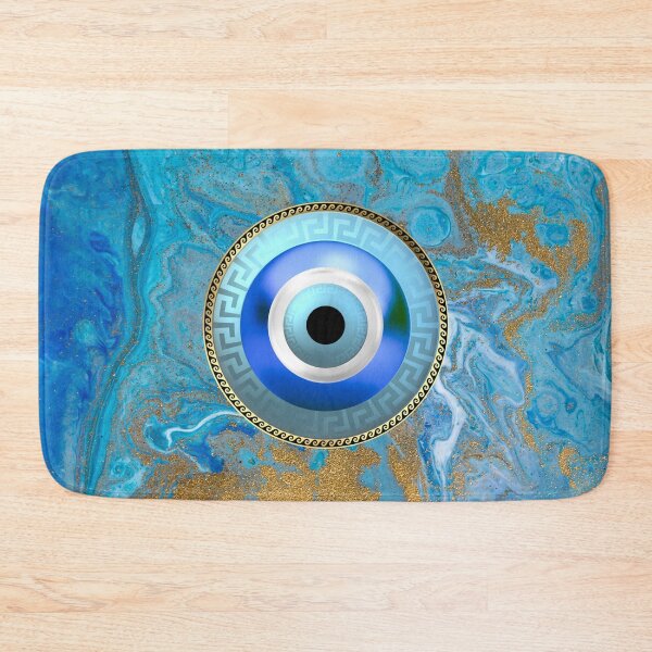 Item preview, Mati Evil Eye Blueish Marble Gold Greek Key designed and sold by Yiorgos Designs.