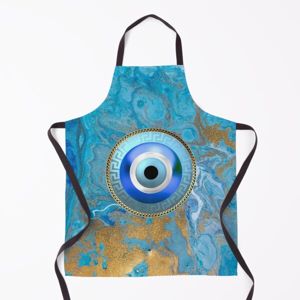 Item preview, Mati Evil Eye Blueish Marble Gold Greek Key designed and sold by Yiorgos Designs.