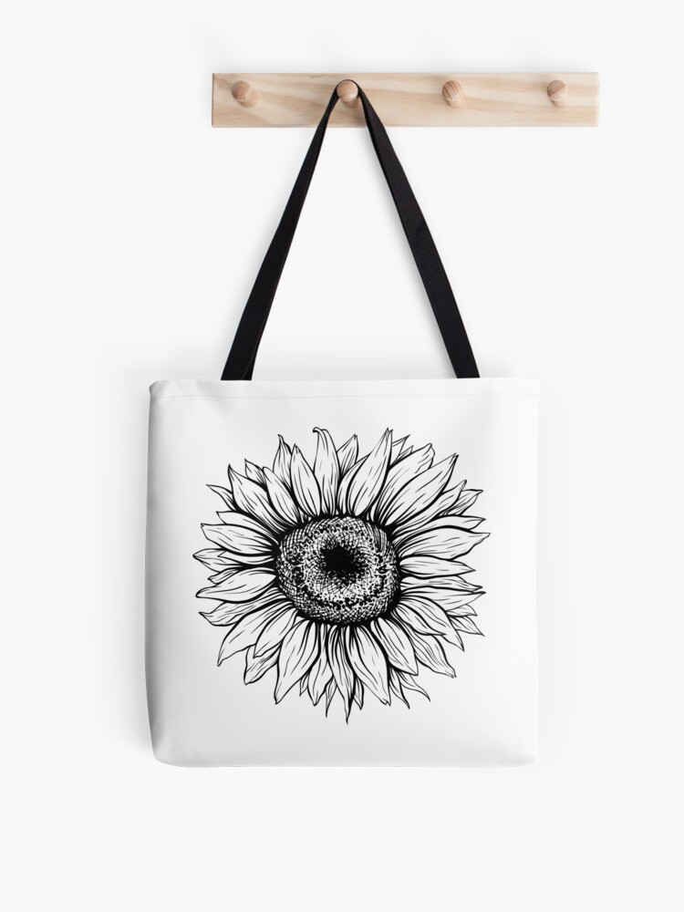 Bolsa de tela «Dibujo de girasol boceto en blanco y negro» de tomsnel |  Redbubble