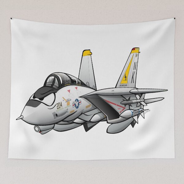 Item preview, F-14 Tomcat Military Fighter Jet Aircraft Cartoon Illustration designed and sold by hobrath.