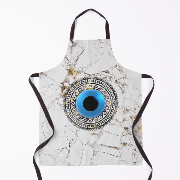 Item preview, Mati Evil Eye White with Gold Marble Gold Greek Key designed and sold by Yiorgos Designs.