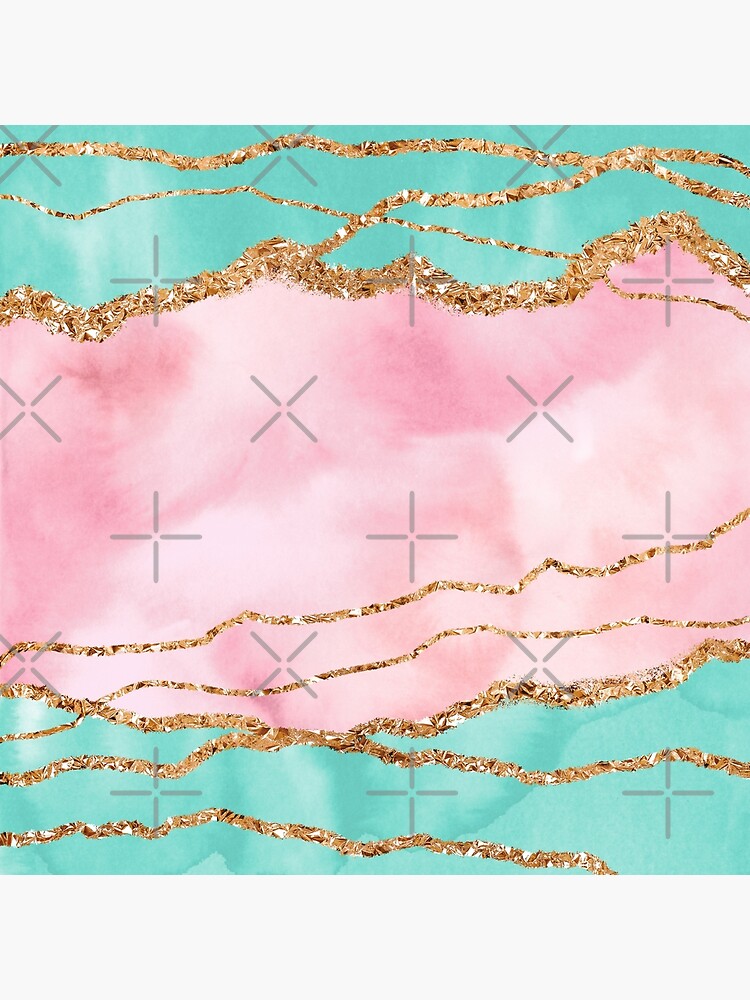 Girly Trend Pink And Ocean Green Marble Landscape by MysticMarble