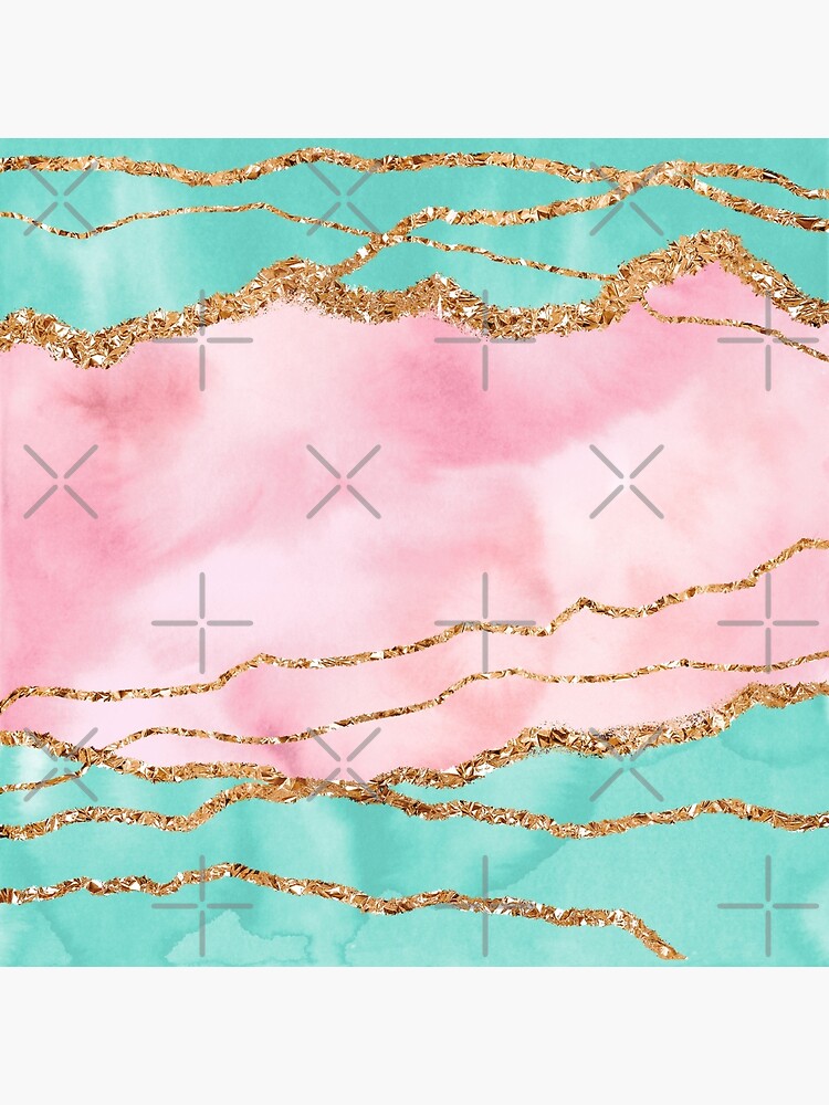 Girly Trend Pink And Ocean Green Marble Landscape by MysticMarble
