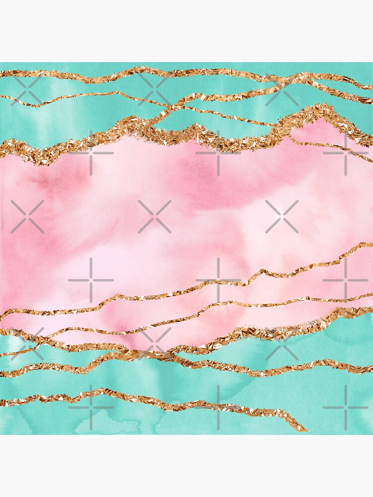 Girly Trend Pink And Ocean Green Marble Landscape by MysticMarble