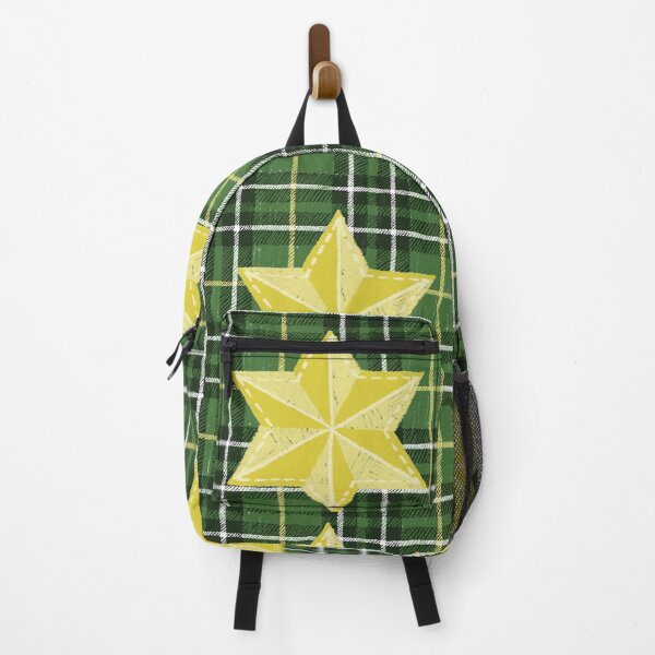 Item preview, Gold Six Pointed Star on Green Plaid designed and sold by BookTalkBecky.