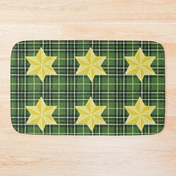 Item preview, Gold Six Pointed Star on Green Plaid designed and sold by BookTalkBecky.