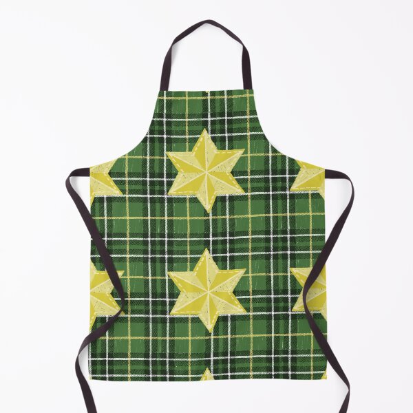 Item preview, Gold Six Pointed Star on Green Plaid designed and sold by BookTalkBecky.