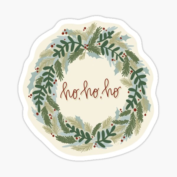 Xmas Wreath - "Ho Ho Ho" Glossy Sticker