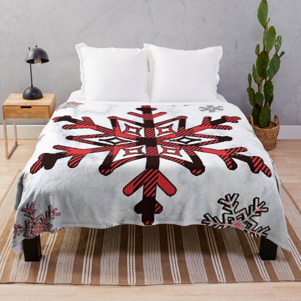 Item preview, Cabin Vibes: Winter Snowflake Pattern Buffalo Red, Green and White, Wintertime Design Flannel Graphic Cozy Christmas designed and sold by tamdevo1.