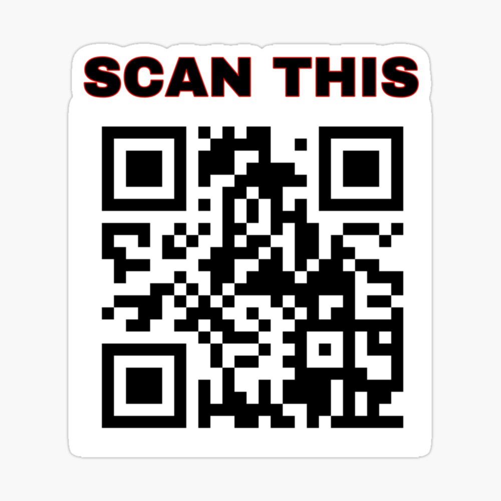 Rick Roll Your Friends! QR code that links to Rick Astley's “Never Gonna  Give You Up”  music video Sticker for Sale by ApexFibers