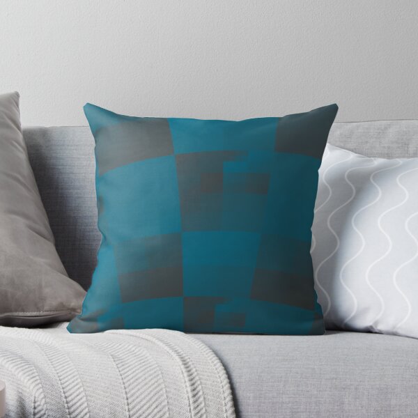 Squares Abstract Pattern Blue Throw Pillow