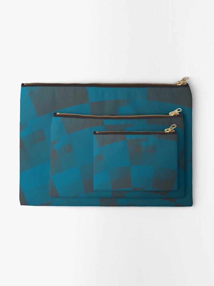 Alternate view of Squares Abstract Pattern Blue Zipper Pouch