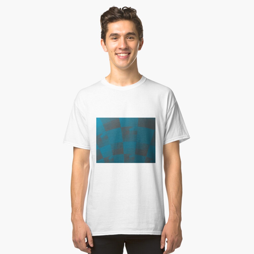 Squares Abstract Pattern Blue Classic T-Shirt