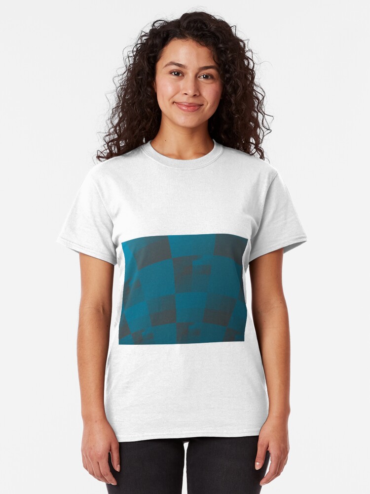 Alternate view of Squares Abstract Pattern Blue Classic T-Shirt