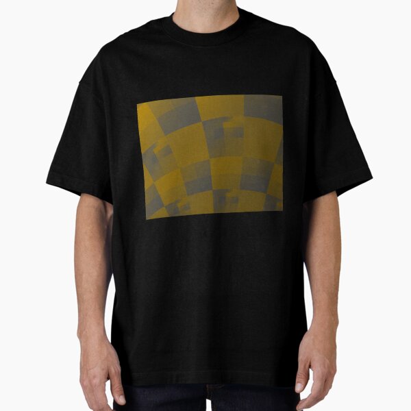 Squares Abstract Pattern Brown Oversized T-Shirt