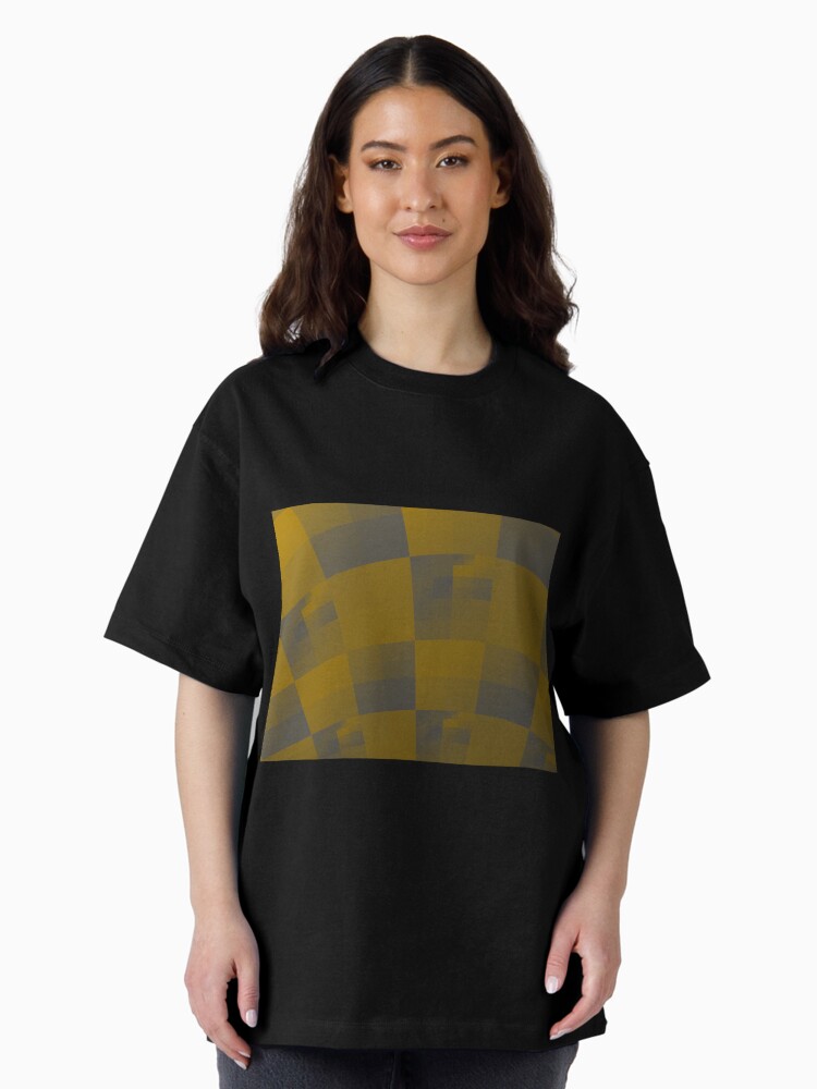 Thumbnail 2 of 7, Oversized T-Shirt, Squares Abstract Pattern Brown designed and sold by garretbohl.