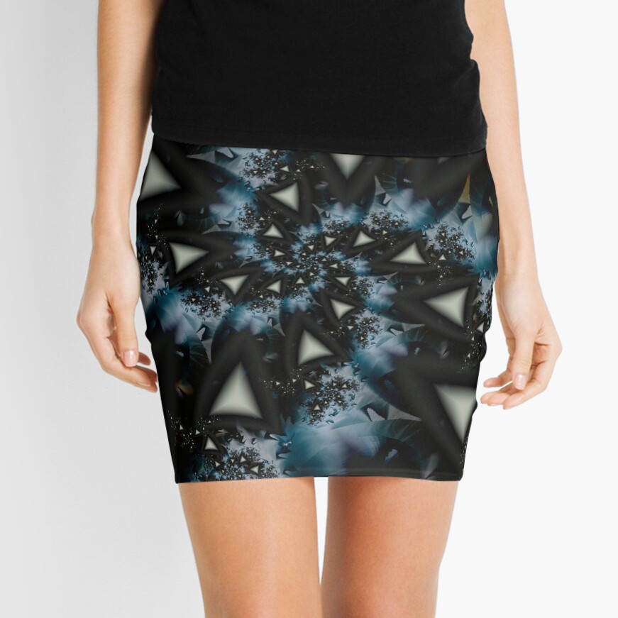 Blue White Triangle Spiral Mini Skirt