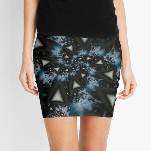 Blue White Triangle Spiral Mini Skirt