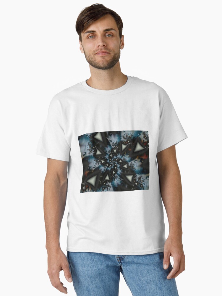 Thumbnail 2 of 7, Classic T-Shirt, Blue White Triangle Spiral designed and sold by garretbohl.