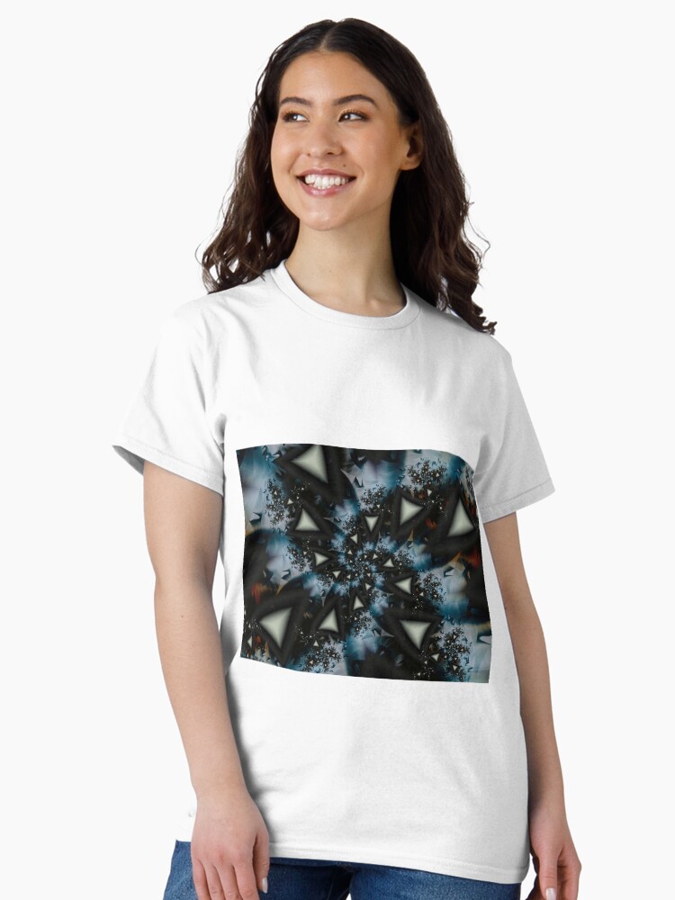 Thumbnail 1 of 7, Classic T-Shirt, Blue White Triangle Spiral designed and sold by garretbohl.
