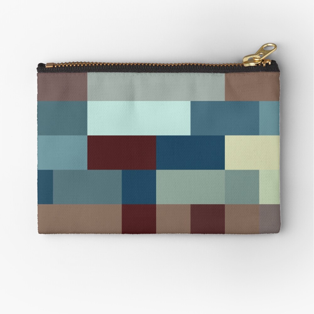 Checkered Pattern Design Brown Blue Tan Zipper Pouch