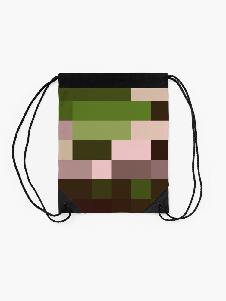 Alternate view of Checkered Pattern Green Brown Pink Drawstring Bag