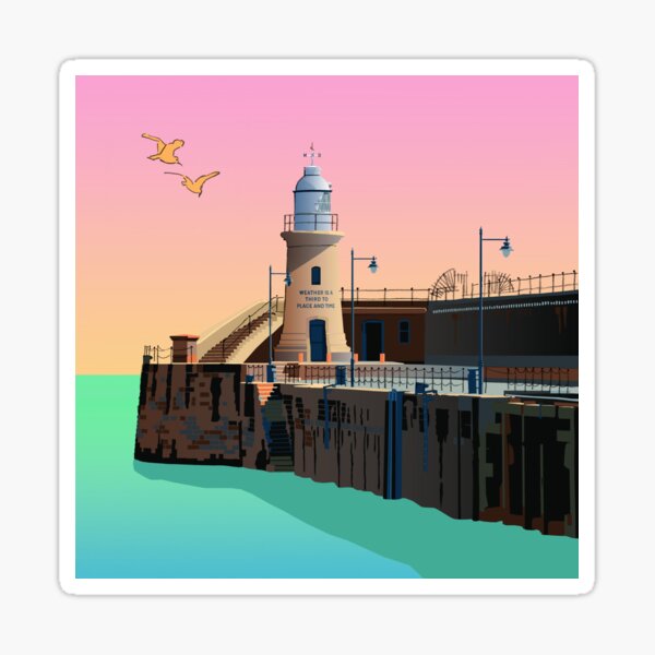 Folkestone Lighthouse, End of Pier Kent, England, UK Sticker