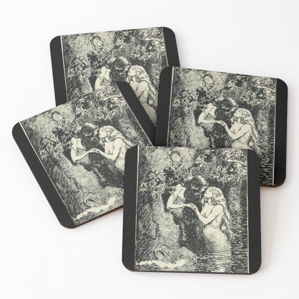 Item preview, "The Nymph Caught The Dryad In Her Arms" By H.R. Millar (1904) Sapphic Vintage Print designed and sold by TheVillageGay.