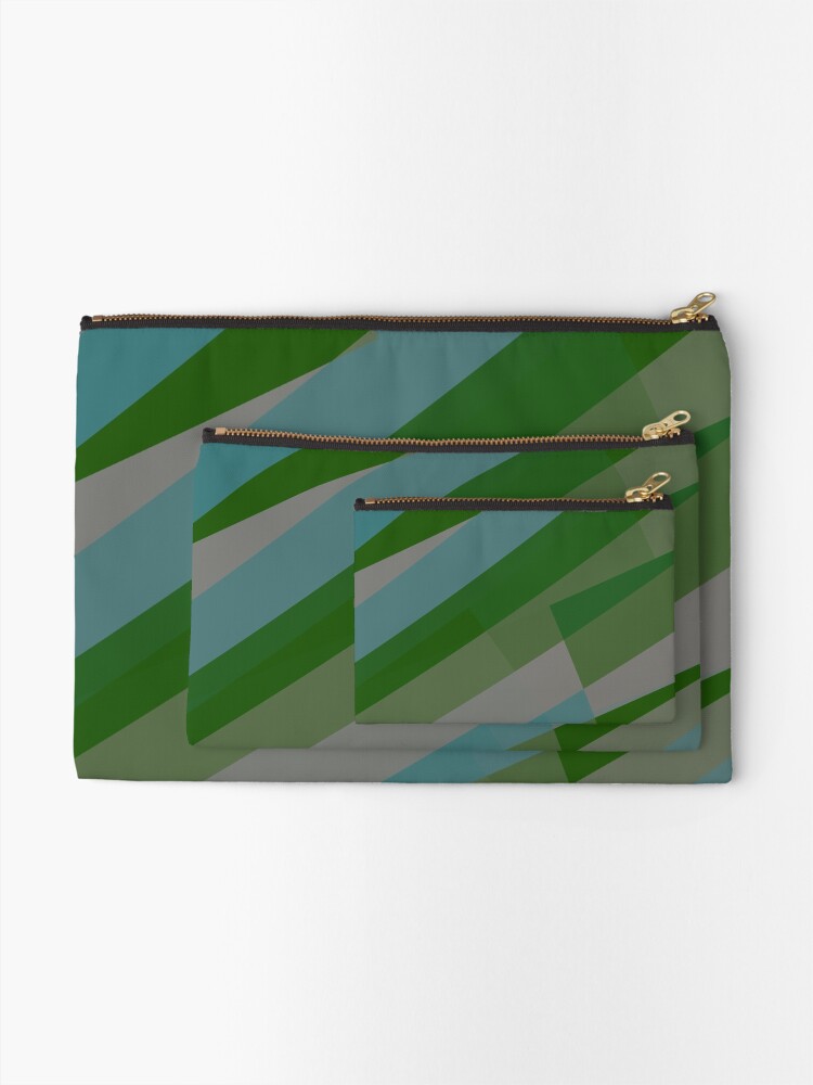 Alternate view of Leopard Zebra Pattern Green Blue Gray Zipper Pouch