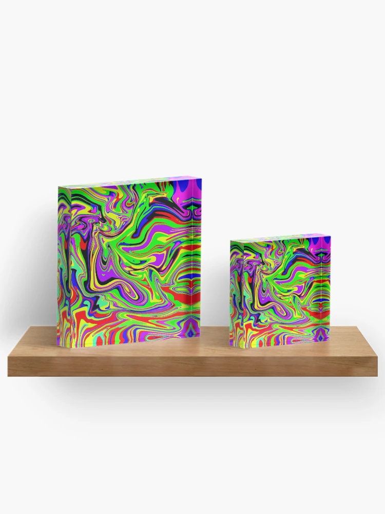 Thumbnail 3 of 5, Acrylic Block, Colorful Psychedelic Swirly Pattern designed and sold by DesignCodeStore.