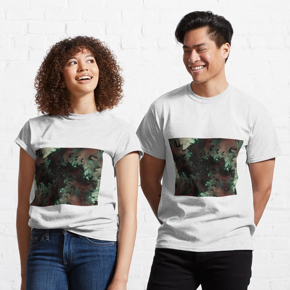 Red Green Snowflake Abstract Design Classic T-Shirt