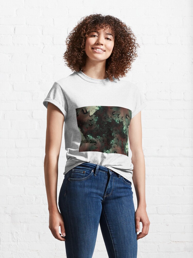 Thumbnail 4 of 7, Classic T-Shirt, Red Green Snowflake Abstract Design designed and sold by Garret Bohl.