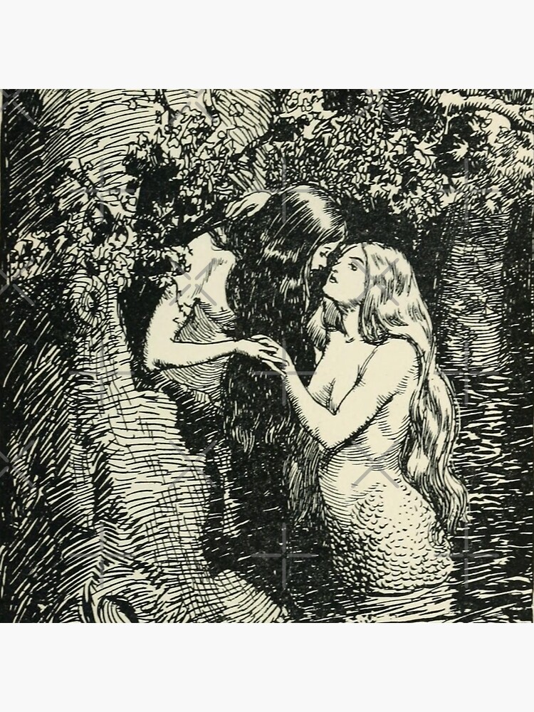 Thumbnail 3 of 3, Pin, "The Nymph Caught The Dryad In Her Arms" By H.R. Millar (1904) Sapphic Vintage Print designed and sold by TheVillageGay.